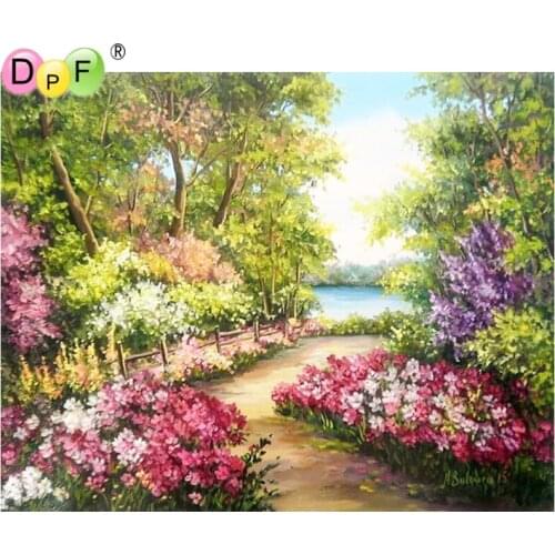 DPF DIY Gift flower small road 5D full Round Diamond Painting Magic Cube Cross Stitch Diamond Embroidery crafts Mosaic Decor