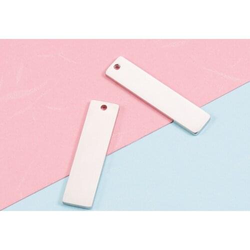 Fnixtar Rectangle Charms DIY Mirror Polished Stainless Steel Blank Stamping Tags Pendant 7/8x32mm 20piece/lot