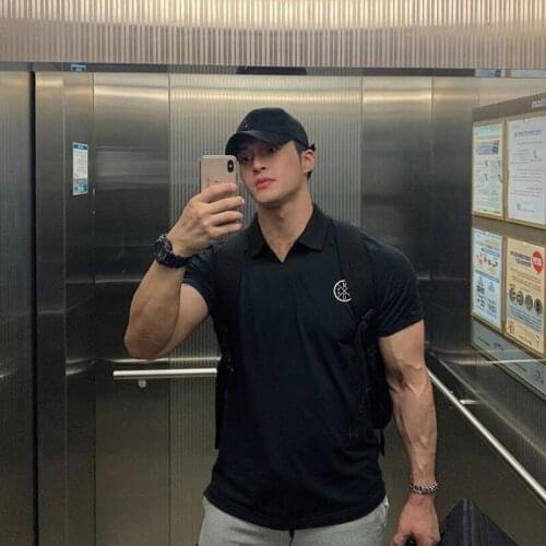 New Mens Clothing Fashion Polo Short Sleeve Fitness Tshirt Training Comfortable Trend Casual Sports Running V-neck Polo T Shirts