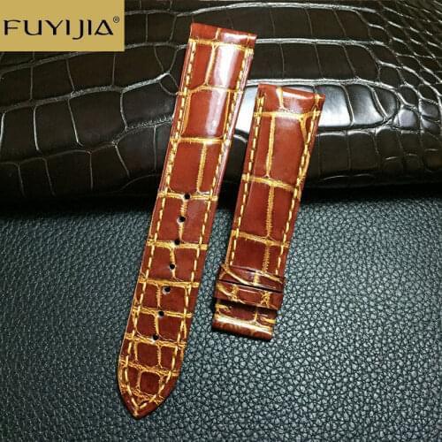 FUYIJIA American Alligator Watchbands Men Women Crocodile Leather Belt 18MM 20MM 22MM Custom Top Brand Watch Substitute Strap 19