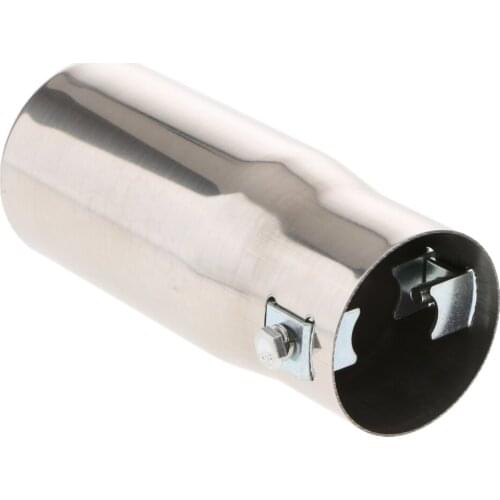 30-50mm Inlet 63mm Outlet Stainless Steel Exhaust Pipe Tail Muffler Silencer Silver
