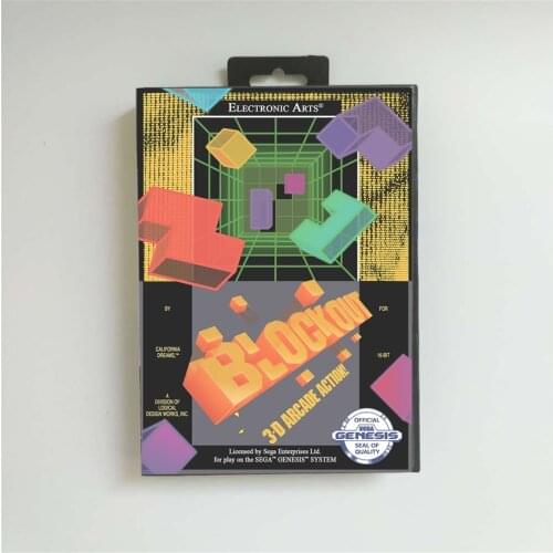 Blockout - USA Cover With Retail Box 16 Bit MD Game Card for Sega Megadrive Genesis Video Game Console