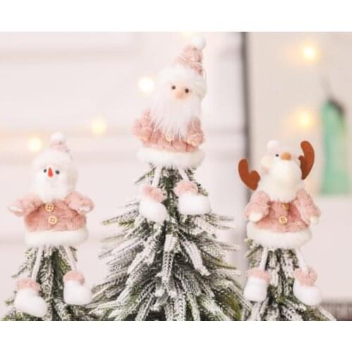 Cute Pink Santa Angle Snowman Doll Pendant Ornament Christmas Tree Decorations for Home Xmas small Gift for Kids