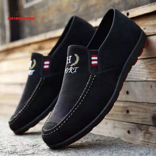 Spring And Autumn New Style Canvas Shoes Mens Soft-Soled Breathable Casual Shoes Non-Slip Peas Shoes Fashion Pedal Lazy Shoes
