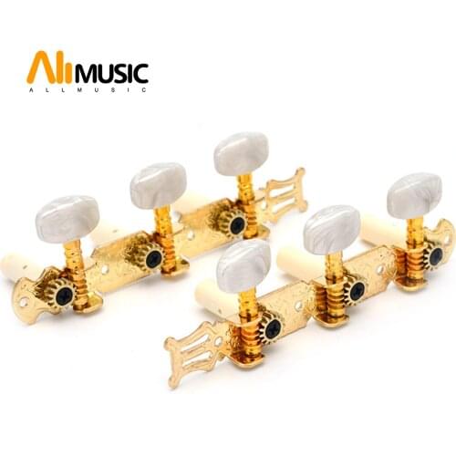 A set of 1R1L Classical Guitar Locking String Tuning Pegs Keys Tuners Machine Heads Gold