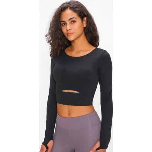 Nepoagym WIND Women Long Sleeve Cropped Top with Padded Bra Soft Yoga Top Comfortable Gym Workout Shirts