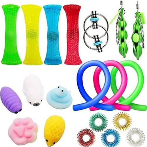 Fidget Toys Set 20 Pack Sensory Toys Stress Relief Buddle Tools Set Anxiety Relief Therapy Toys for Adults Kids Color Random