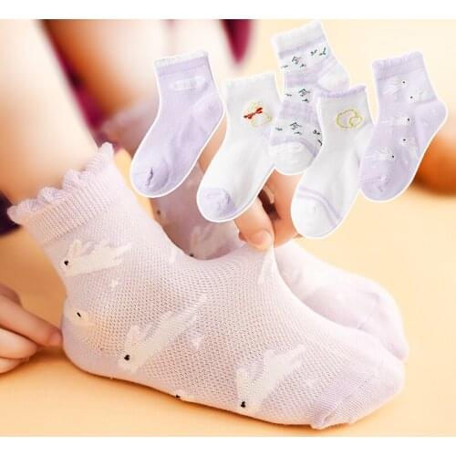 Girls socks summer thin love golden rabbit lace cute ultra-thin summer cotton spring and summer childrens princess socks
