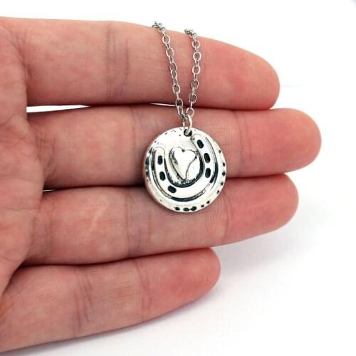 Horse Shoe Heart Pendant necklace Horseshoe necklaces Horse Lover gift