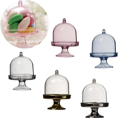 Transparent Plastic Candy Box Mini Cake Stand Cupcake Box Wedding Favor Party Baby Shower Birthday Decoration Gift for Kids