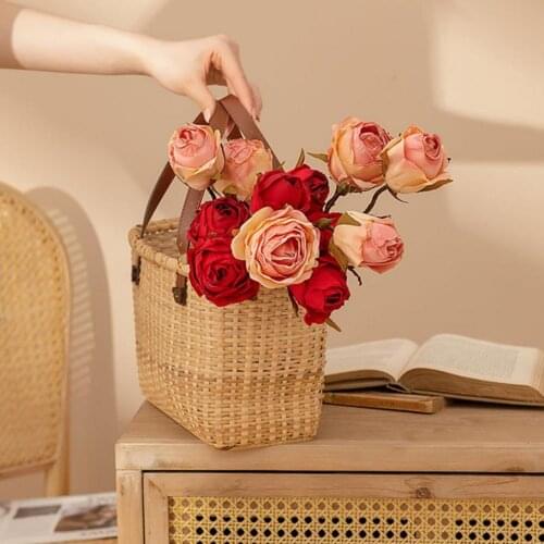 2 Heads Romantic Rose Artificial Flower DIY Red White Silk Fake Flower for Party Home Wedding Decoration Valentines Day