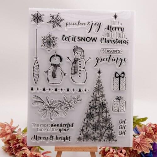 Christmas Snowman Transparent Clear Silicone Stamp Seal DIY Scrapbooking Rubber Hand Account Album Diary Decor Reusable 18*23cm