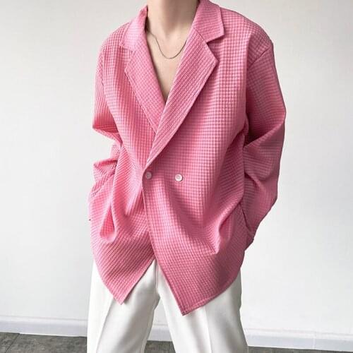 Autumn Pink Green Shirts Tops Men Korean Streetwear Fashion Long Sleeve Loose Casual Plaid Shirt Women Oversize Shirt Cardigan