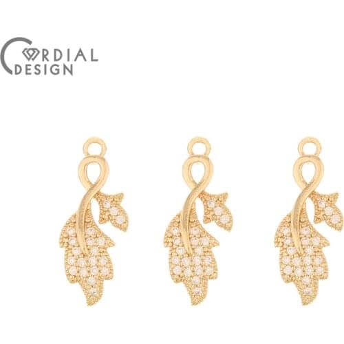 Cordial Design 50Pcs 9*21MM Jewelry Accessories/Pendant/Hand Made/DIY Necklace Making/Leaf Shape/Earring Findings/CZ Charms