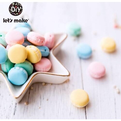 LetS Make 20Pc Silicone Teethers Macaron Toys For Kids Bpa Free Food Grade Silicone Teething Bead Diy Accessory Kids Chew Toys