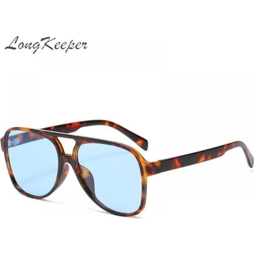 Vintage Oversized Square Sunglasses Women Luxury Retro Men Pilot Sunglasses Leopard Blue Classic Driving Glasses Oculos de sol