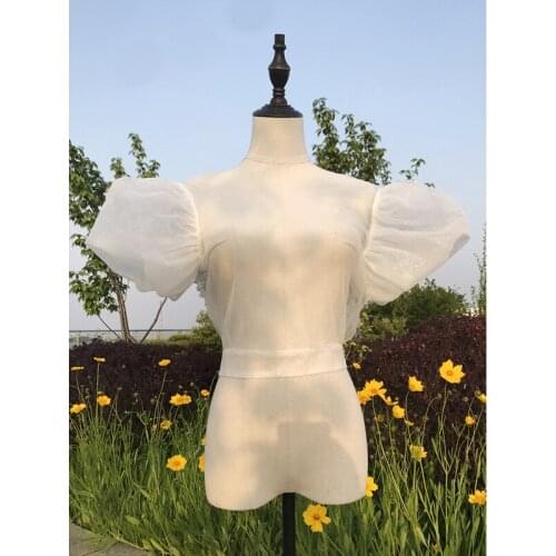 Wedding Bolero Tulle White Glitter Bridal Cloak Puff Short Sleeve Wedding Jacket Wraps Shawls for Elegant Wedding Accessories