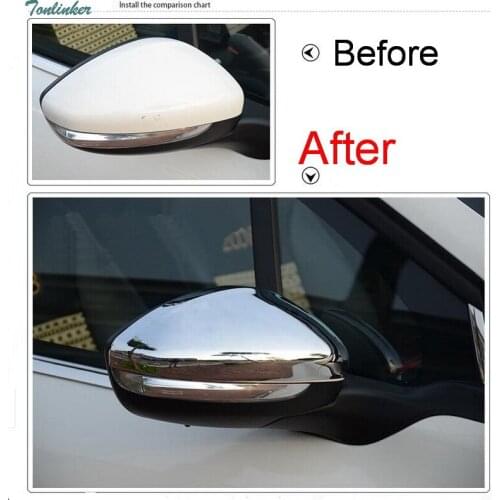 Tonlinker Exterior Rearview mirror Cover Case Stickers For Peugeot 301 2014-16 Car Styling 2 Pcs ABS Mirror Chrome Cover sticker