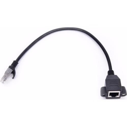 1PCS RJ45 Male To Female Screw Panel Mount Ethernet LAN Network Extension Cable