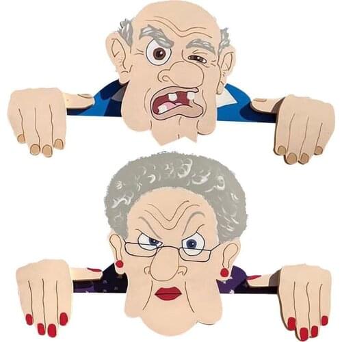 Fence Decoration Nosy Old Man Elderly Lady Outdoor Decoration Art Yard Fathers Day Mothers Day Gift