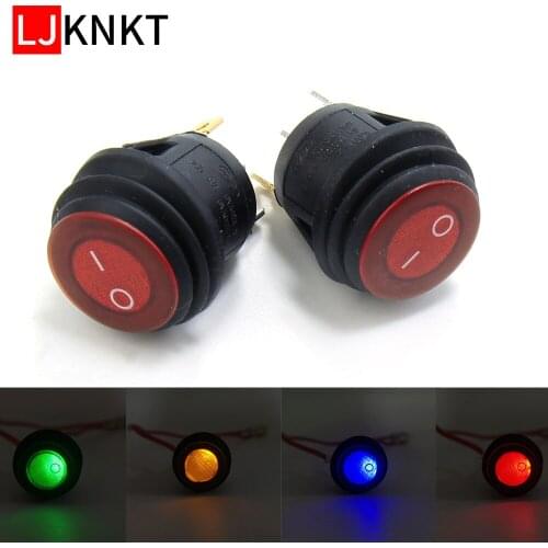 10PCS 6A 250VAC Waterproof Round Ship Rocker Switch KCD1 LED Light 2 Position 3 Pin 10A 125VAC SPST Switch