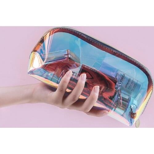 Ladies laser cosmetic bag cosmetic storage PVC transparent waterproof beauty storage bag jelly travel bag