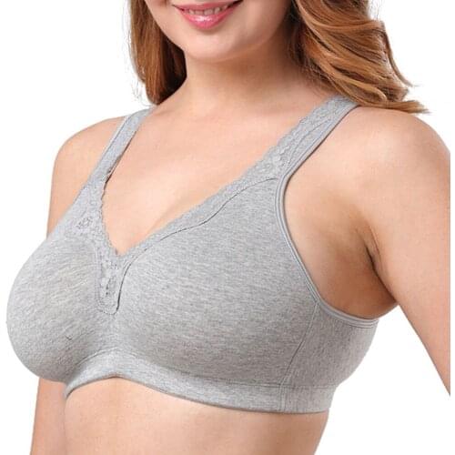 YANDW Women Bra Soft Cups Wireless Full Coverage Minimizer Bras Plus Size B C D E F 36 38 40 42 44 46 48 50