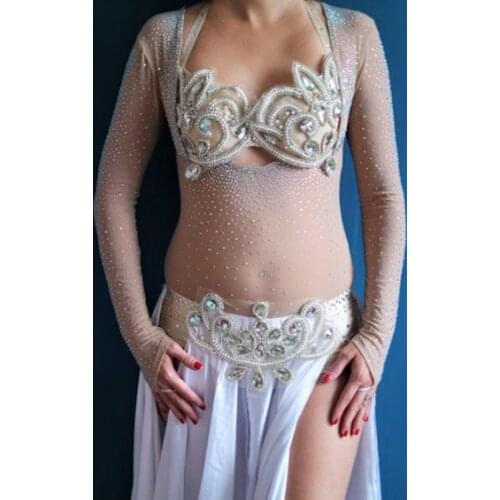 Plus Size One Piece Leotard Women Dance Accessories Long Sleeves Tops Bottoming Shirt Belly Dance Bodysuit Drilling Hot