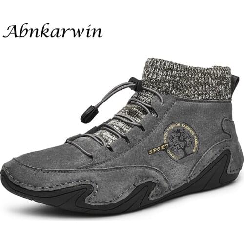 Winter Short Plush Ankle Men Boots Casual Genuine Leather Pigskin Botines Hombre Botas Boot Plus Size 38~48