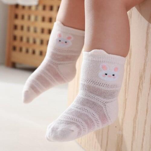 1 Pair Kids Socks Childrens Summer Boys Girls Mesh Socks Cute Cartoon Short No Show Socks Breathable Half Baby Grip Tude Socks