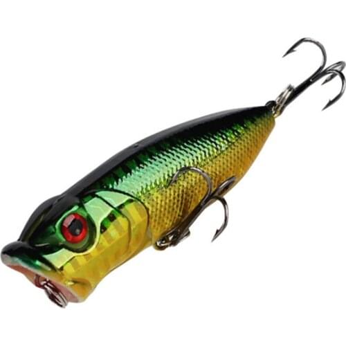 1Pcs 3D Eyes Laser Fishing Lure 7cm 12g 6# Hooks Pesca Hard Fishing Bait Lifelike Popper Lures Wobbler Isca Artificial Swimbait