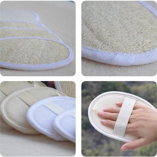 1pc 2 Colors Natural Loofah Sponge Bath Rub Exfoliate Bath Glove Oval Bath Face Towel Household Bathroom Supplies Dropshipping