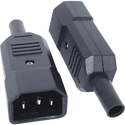 10pcs IEC320-C14 Classis Power Adaptor Male Female Plug 10A 250V Assembly Detachable Rewireable AC Socket Mains Convertor