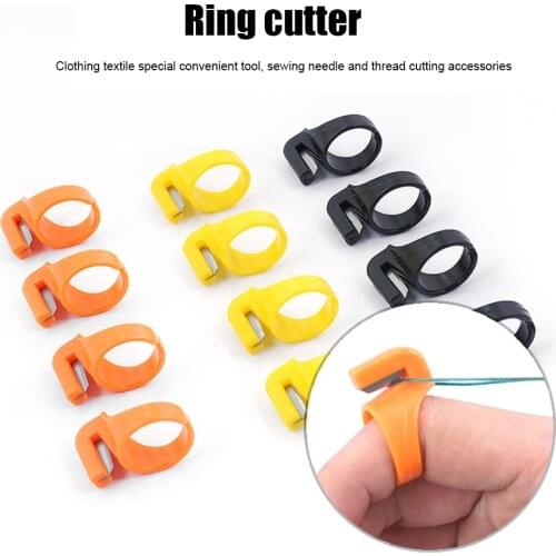 12 PCS Knife Ring Cutter Plastic Thimble Sewing Ring Thread Cutter Finger Blade Needle Sewing Craft DIY Accessory Finger Knife