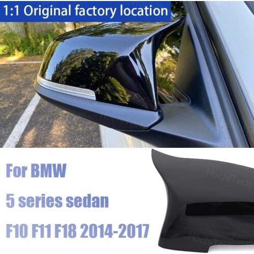 2pcs Bright Car Glossy Black Replacement for BMW 5 Series Sedan F10 F11 F18 2014-2017 Rearview Mirror Cover Caps M Style