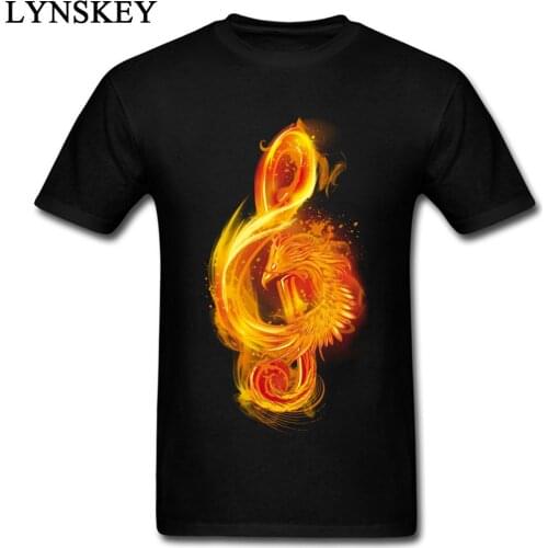 2018 Fabulous Design Music Reborn Phoenix Note Printed Men T-shirt High Quality Cotton Tees & Tops Hot Sale