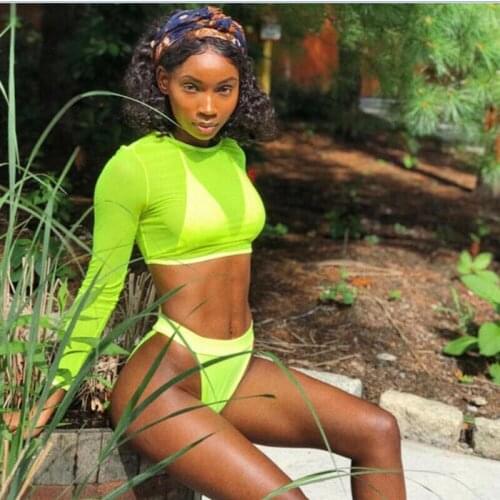 3PCS Womens Swimwear Swimsuit Bathing Suit Bikini Set Bra Brazilian Long Sleeve Bikinis Set Beach Holiday Summer