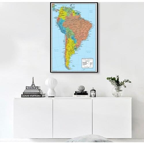 59*84cm Map of The South America Spray Canvas Painting Wall Art Poster Living Room Home Decor Children School Supplies