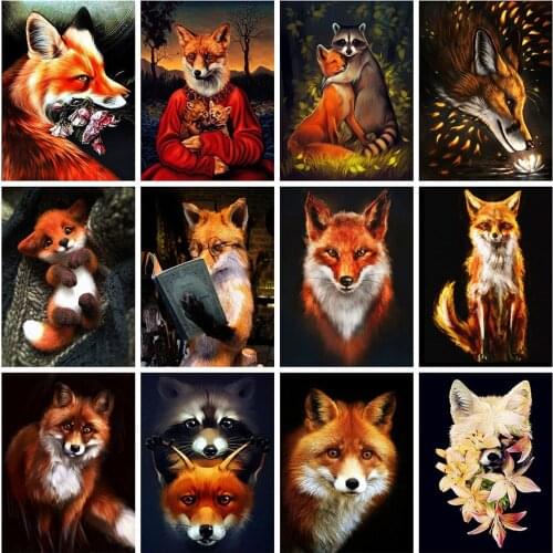 5D Diamond Painting Fox Full Square/Round Drill Diamond Embroidery Animals Cross Stitch Kit Rhinestones Mosaic Art Home Decor