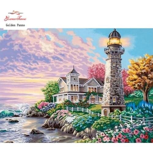 Diamond Painting Full Square 5D Diy Daimond Embroidery Diamant Mosaic Sale Displasy Broderie Diamant Lighthouse Seaside 12