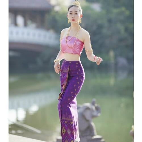 Thailand Dress Slim Sexy Wrapped Chest Tank Tops Phasin Skirt Foot Bath Overalls Technician Clothes Thai Spa Uniforms for Women