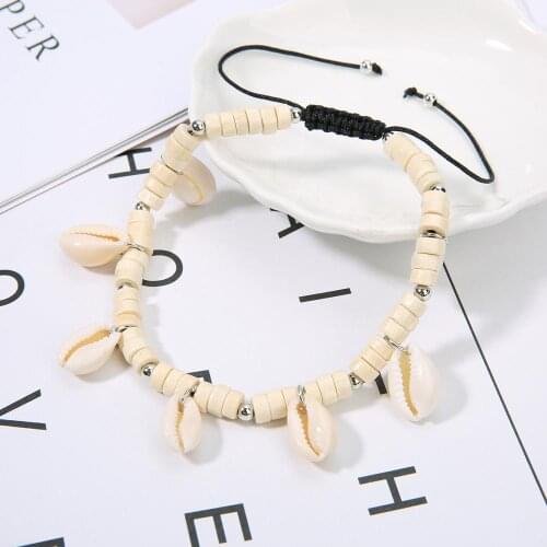 Free shipping Vintage Leather Ankle Bracelets Natural Shell Cowrie Beach Sandal Anklet For Women Charming Jewelry Chain Anklets