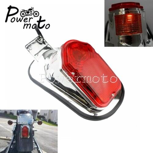 Motorcycle Chrome Tombstone Style Rear Taillight Brake Stop Lamp W/ License Plate Light For Harley Softail Chopper Bobber Custom