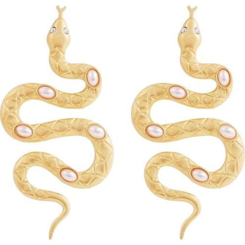Personality Non-pierced Fashionable Ear Jewelry Snake Snake-shaped Silver-plated Diamond Pearl Earrings Earrings