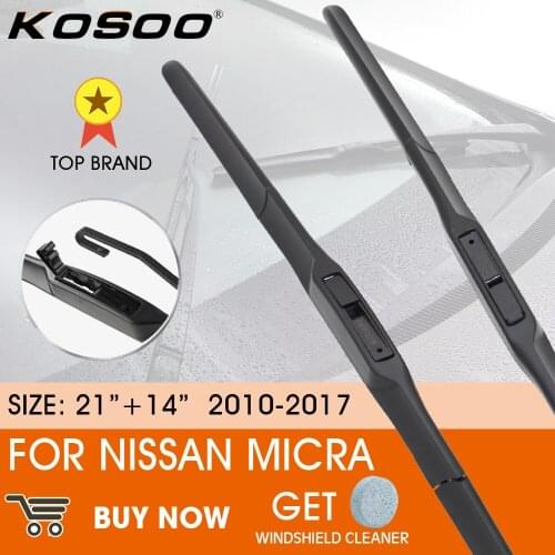 KOSOO Car Wiper Blade For NISSAN Micra 2010-2017 LHD / RHD Front Window Windshield Windscreen Wiper Blades 21" + 14"