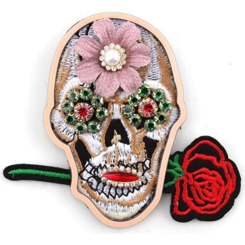 Colorful Glass Rhinestone Crystal Flower Skeleton Sexy Brooches for Ladies Florate Brand Handmade Pins Large Fashion New Brooch