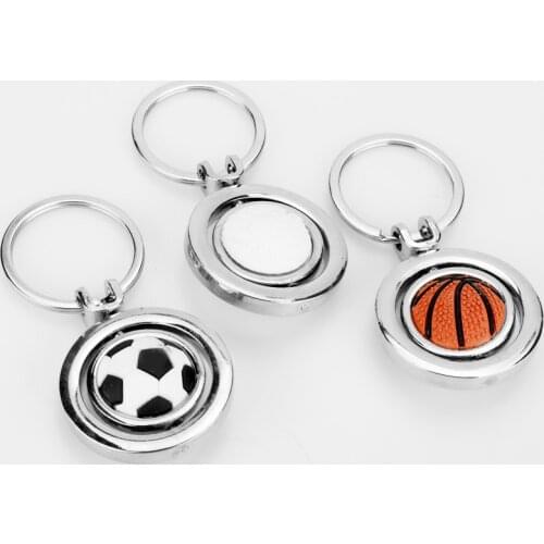 Creative 3D Football Rotating Soccer Basketball Golf Keychains High Quality Alloy Key Rings Sports Key Chains Boys Friend Gift