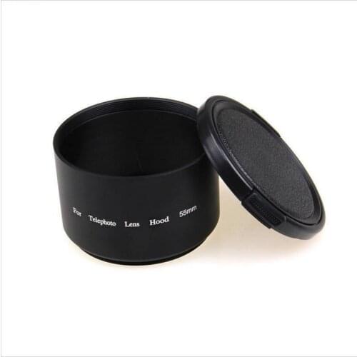 55mm 55 mm Tele Metal Lens Hood For Canon Nikon Sony Tamron Sigma Olympus + free Lens cap