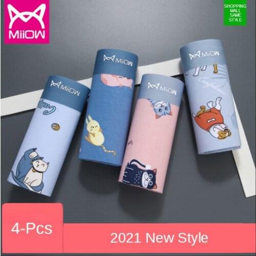 MiiOW 4-piece mens underwear briefs mens boxer modal seamless printing antibacterial shorts mens four corners