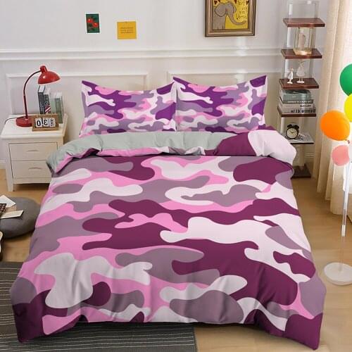 Fashionable Camouflage Pattern Home Textile Bedroom Decoration Bedding Cover King Queen Large Size Down Bed Cover Pillowcase